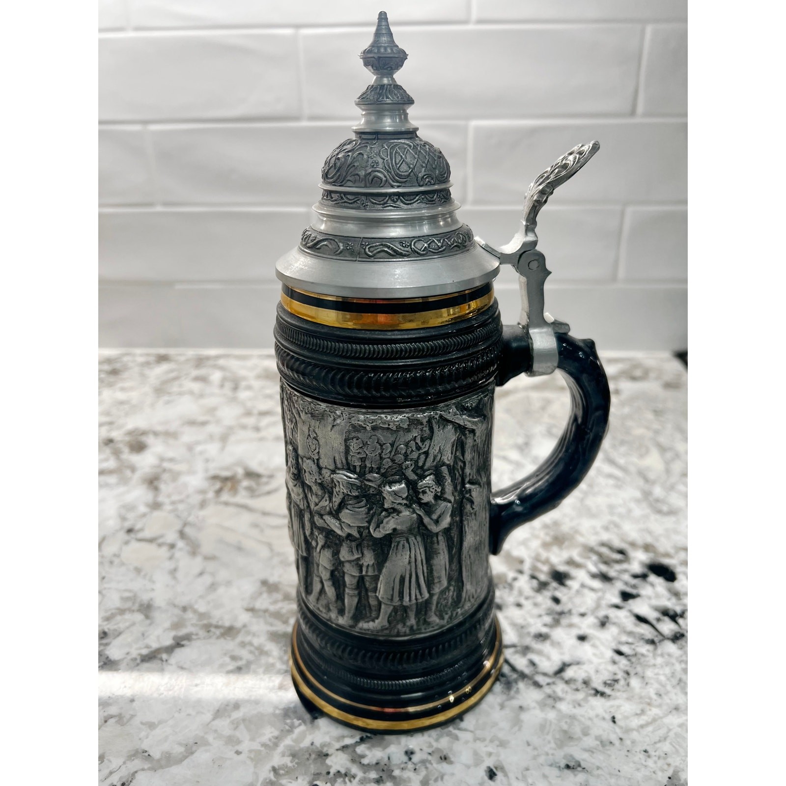 Vintage Original Thewalt German Stein Wilhelm Tell Lidded Pewter Limited Edition