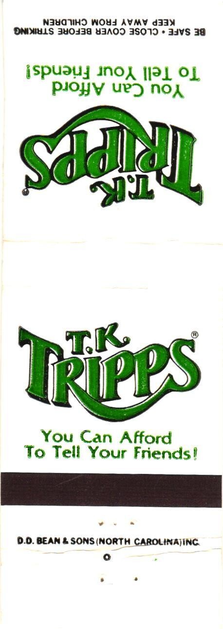T.K. Tripps Vintage Matchbook Cover 1970s-80s T.K. Tripps Vintage Matchbook Cover 1970s-80s