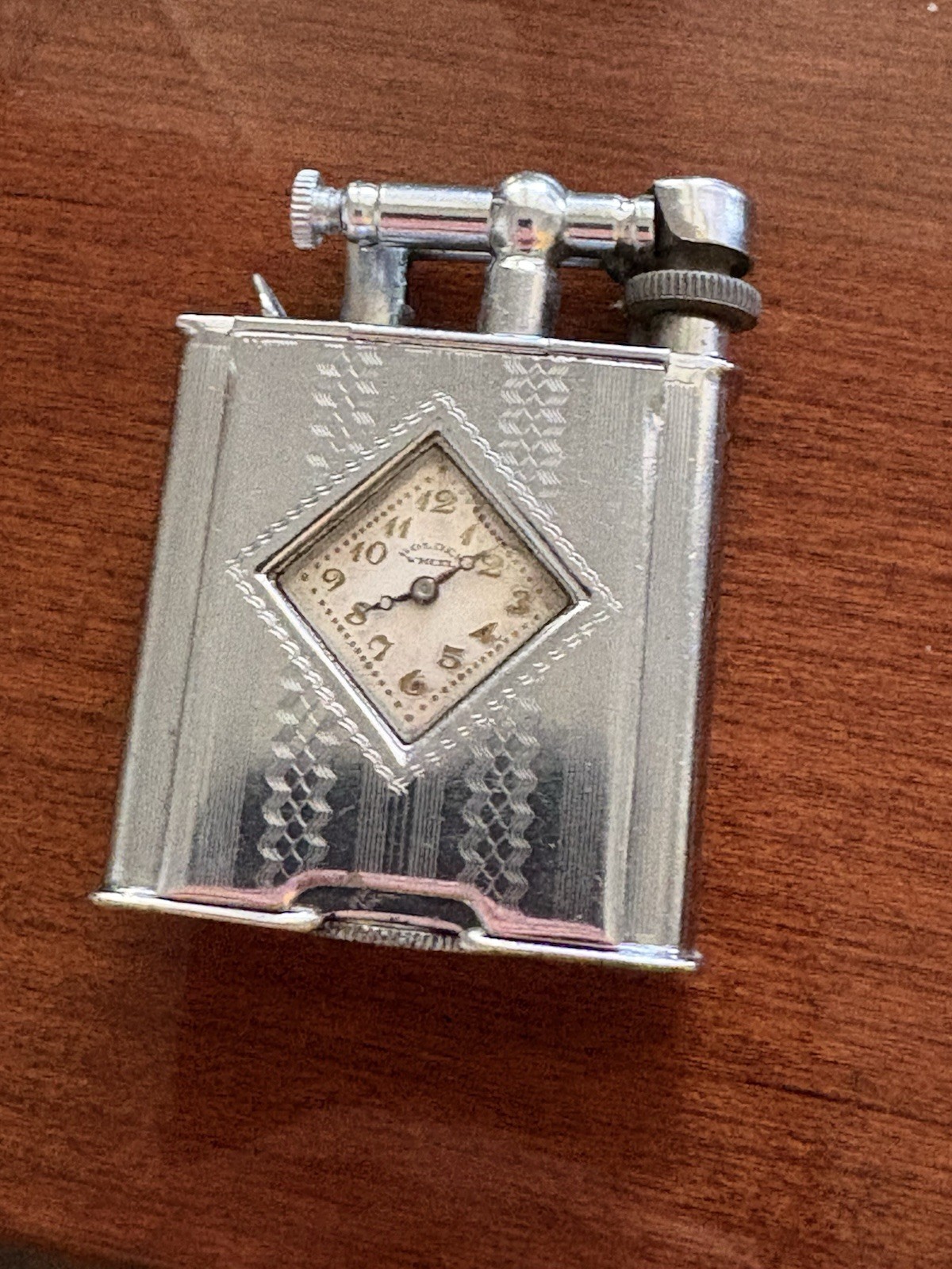 Vintage 1930s Golden Wheel Liftarm Lighter Excellent Cond. Chrome Watch Clock