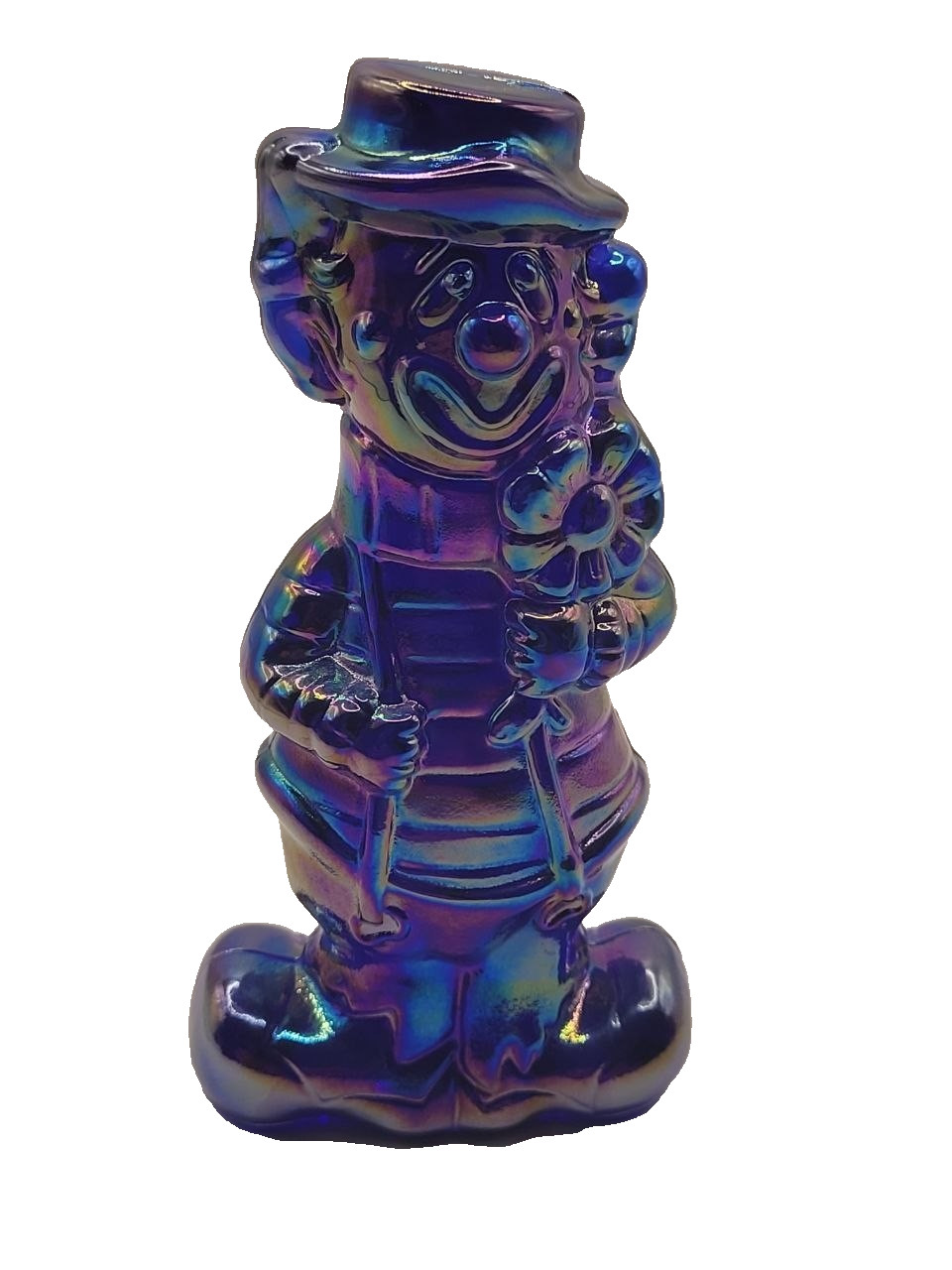 Vintage Boyd Glass Virgil Two Faced Happy Sad Clown Figurine Cobalt Carnival