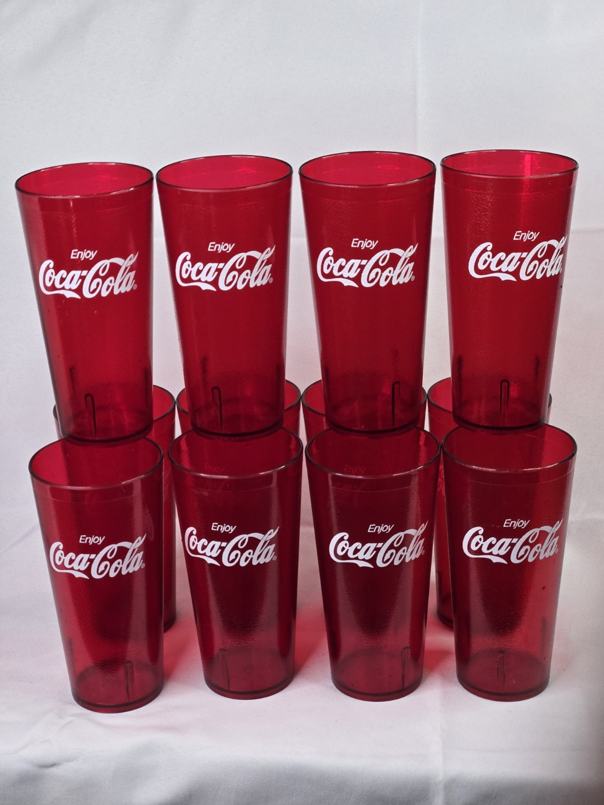 NICE Vtg Coca Cola Restaurant Cups G.E.T. 6632 6624 Tumblers Red Logo Lot of 12
