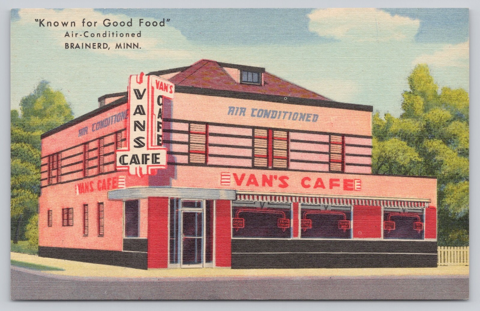 Postcard Van's Cafe Brainerd Minnesota