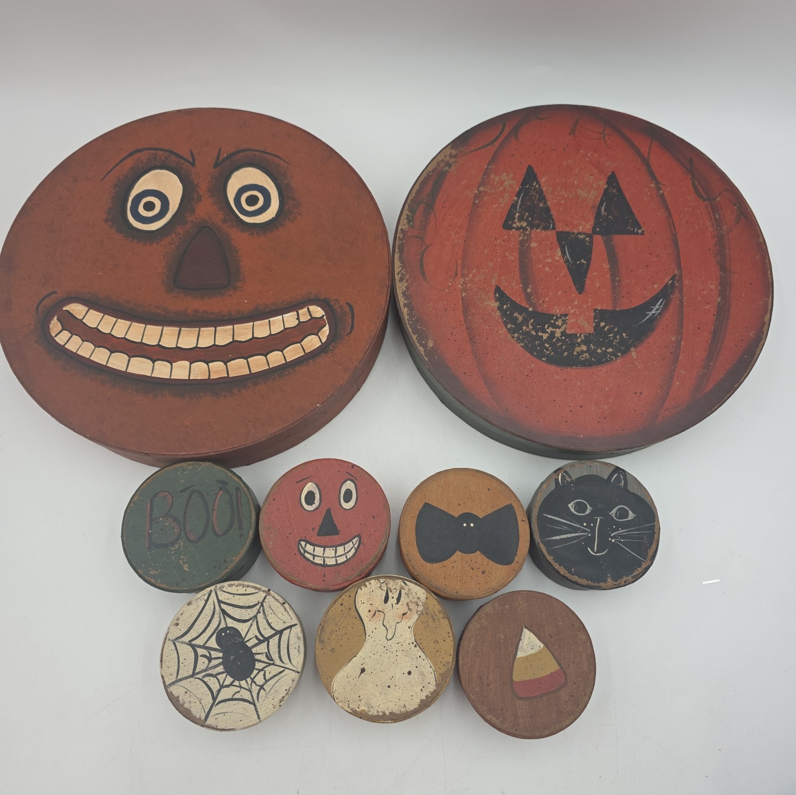 Vintage Bethany Lowe Halloween Jack-o-lantern Pumpkin Nesting Boxes Folk Art