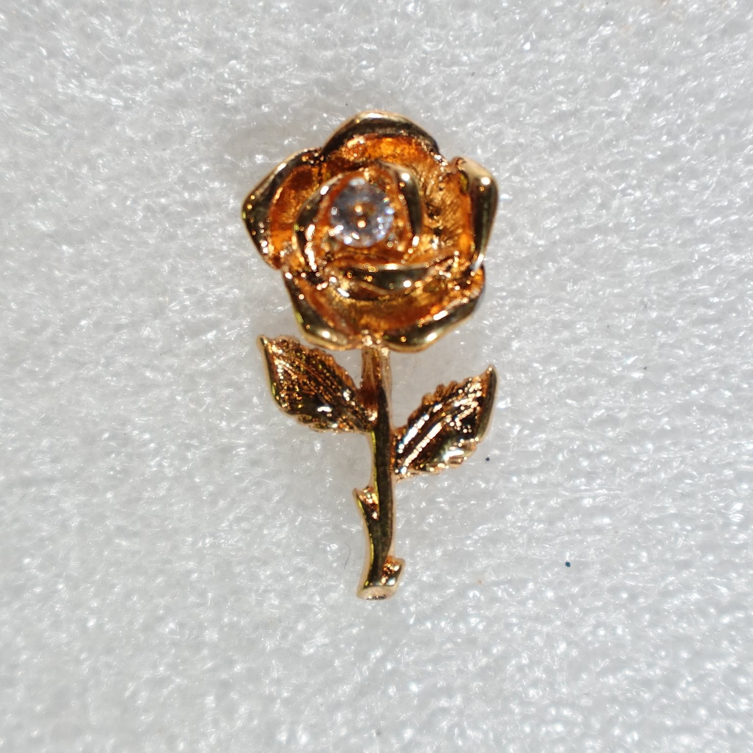Gold Tone Rose Flower Lapel Pin Brooch Rhinestone Gold Tone Rose Flower Lapel Pin Brooch Rhinestone