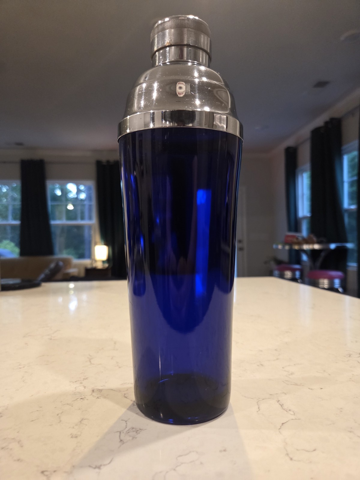 Vintage Large 1930s Art Decco Cobalt Blue Cocktail Bar Drink Shaker - Glass