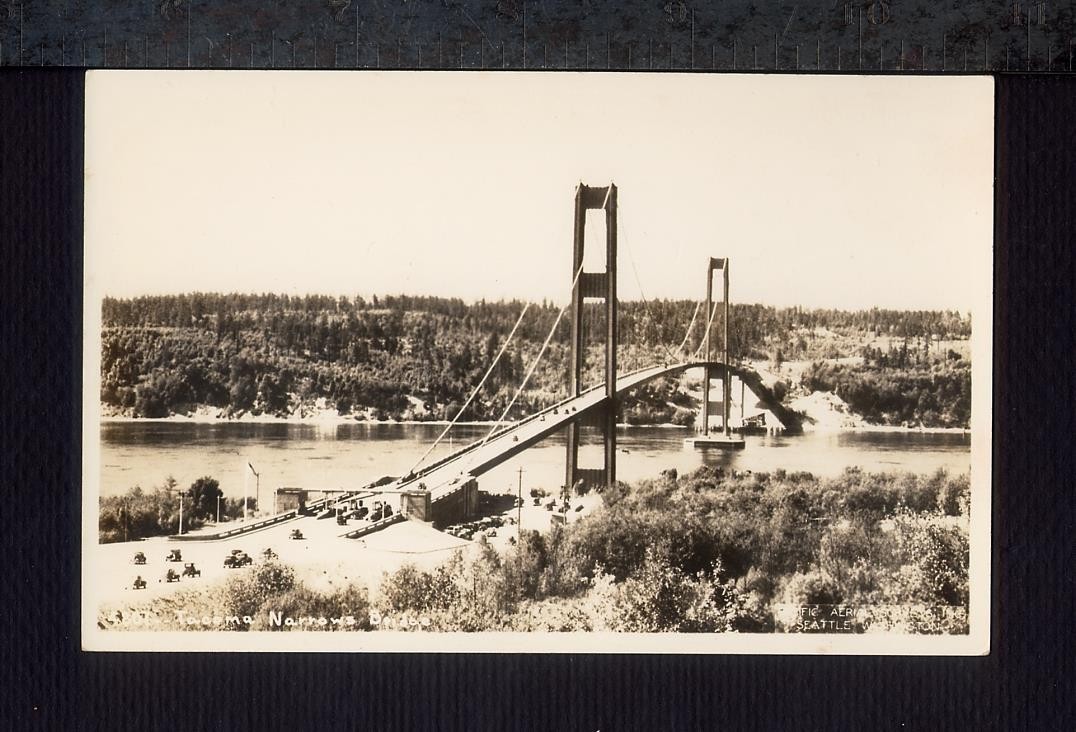 1940 TACOMA NARROWS BRIDGE Real Photo Postcard RPPC GALLOPING GERTIE Collapsed