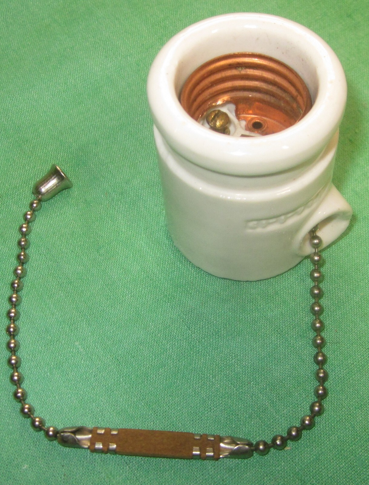 NEW OLD STOCK  Antique Circle F Porcelain Pull Chain Light Bulb Socket