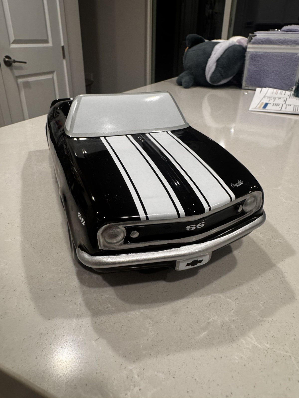 1967 Teleflora GM Chevrolet Camaro SS Ceramic Vase Planter Black Convertible