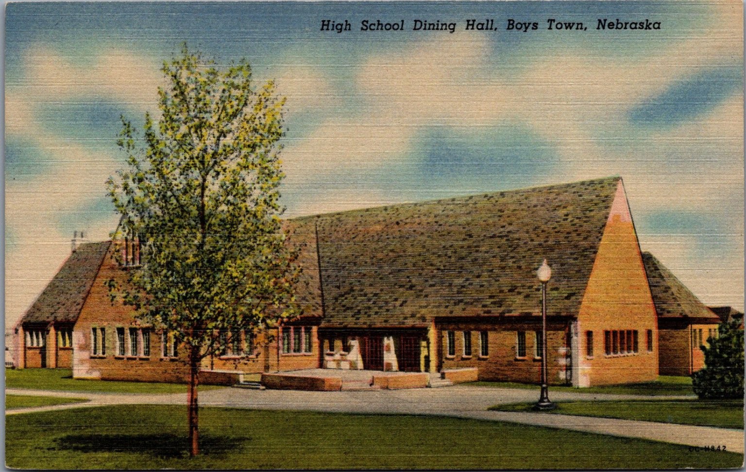 Boys Town NE High School Dining Hall Vintage C.T. Art-Colortone Postcard 1948