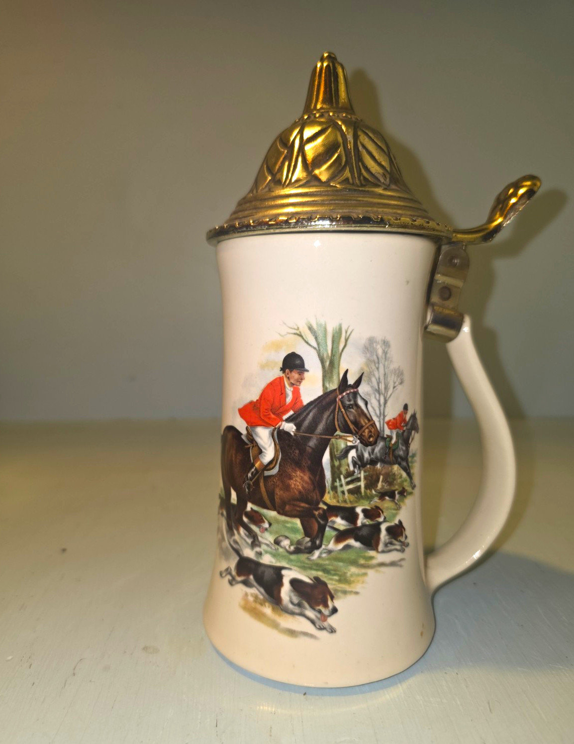 vintage Nelson McCoy Pottery Fox Hunt Beer Stein