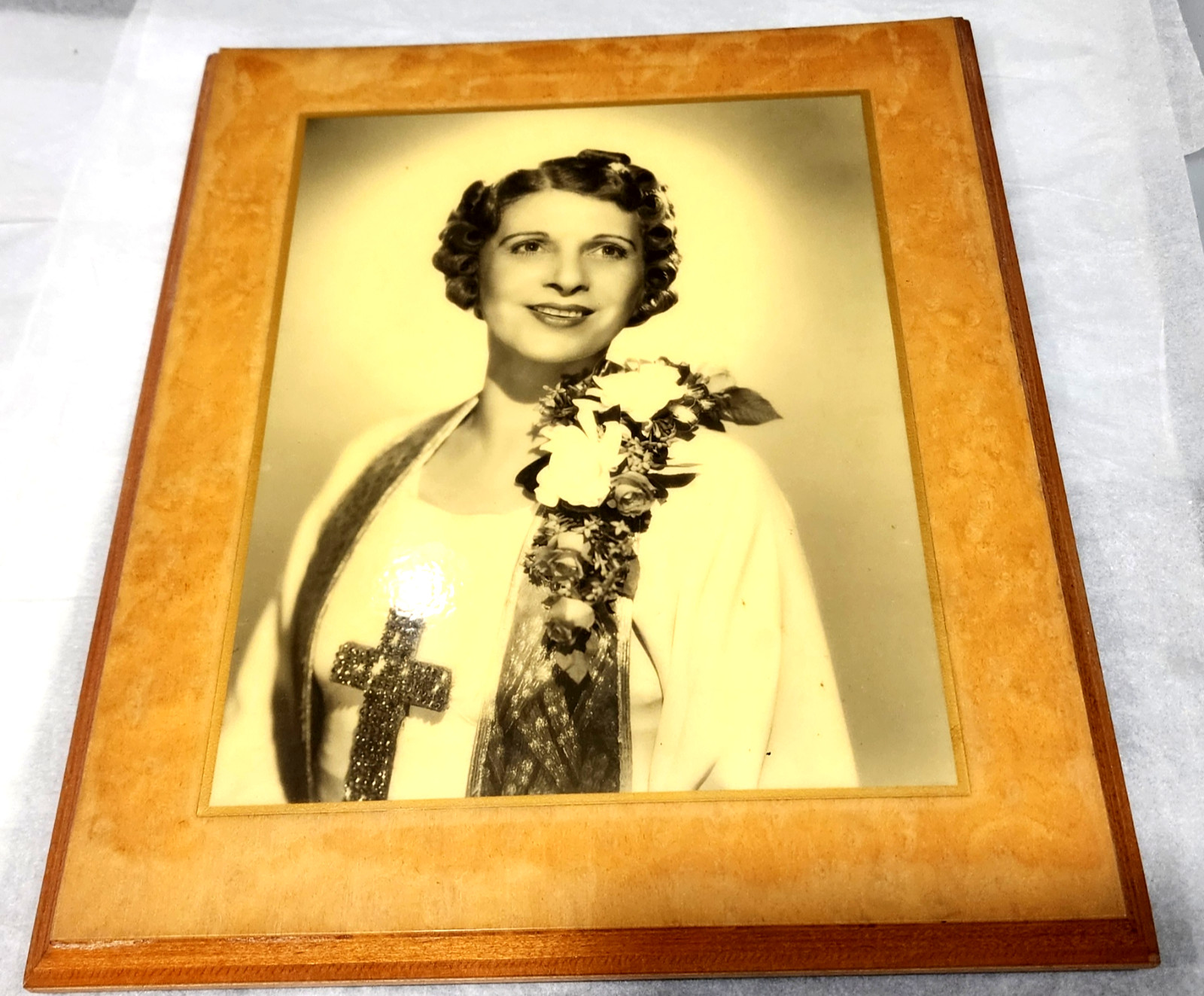 Vintage Aimee Semple McPherson Photo Plaque 10x12 Large Cross Sister Aimee LA Vintage Aimee Semple McPherson Photo Plaque 10x12 Large Cross Sister Aimee LA