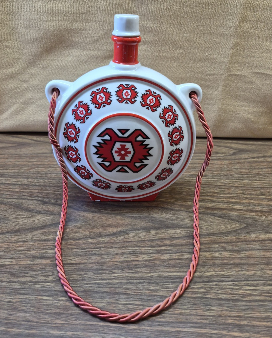 Vtg FP Zajecar Yugoslavia Porcelain Flask Balkan Folk Art Decanter W/ Cap READ