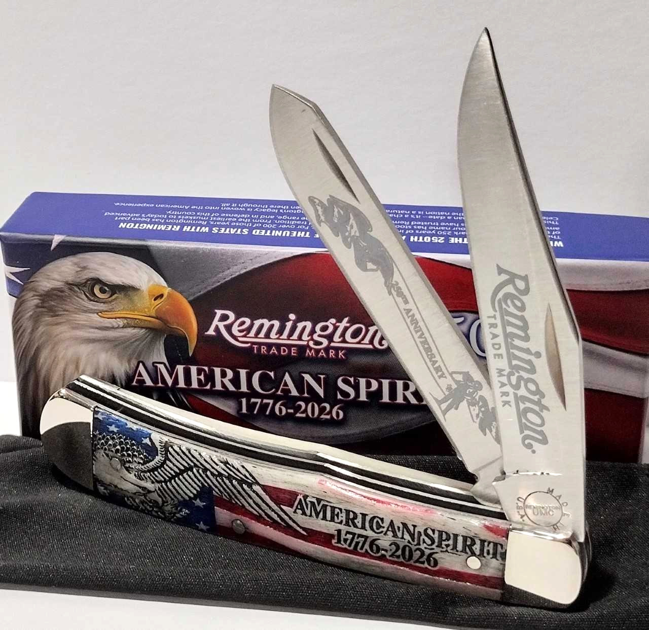 Remington USA America 250th Anniversary 2 Blade Bone Trapper Pocket Knife R337WB