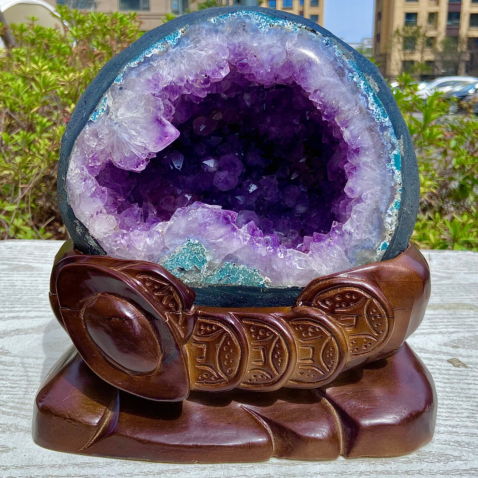 15.43LB  TOP Natural run-of-mine Amethyst quartz crystal Money Bag Decoration