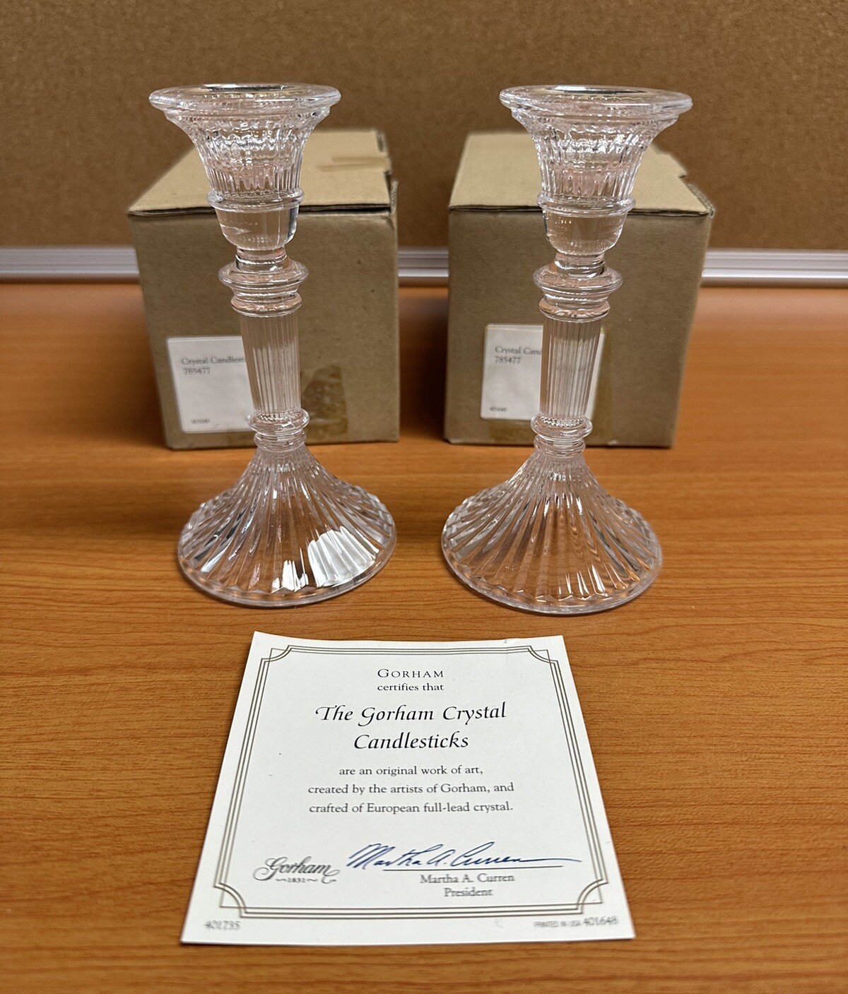 Gorham Crystal Candlestick #785477 Austria SET OF 2 NOS 5 1/2\ Gorham Crystal Candlestick #785477 Austria SET OF 2 NOS 5 1/2\