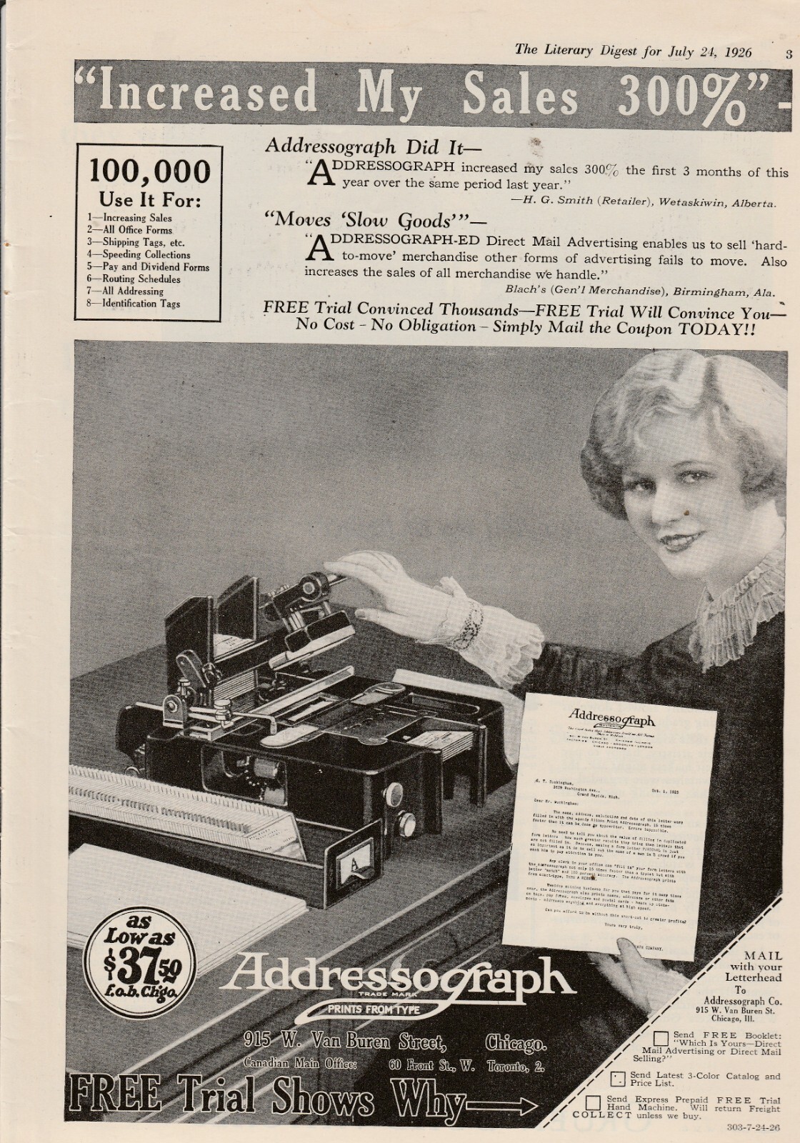 Original 1926 Addressograph Magazine Ad