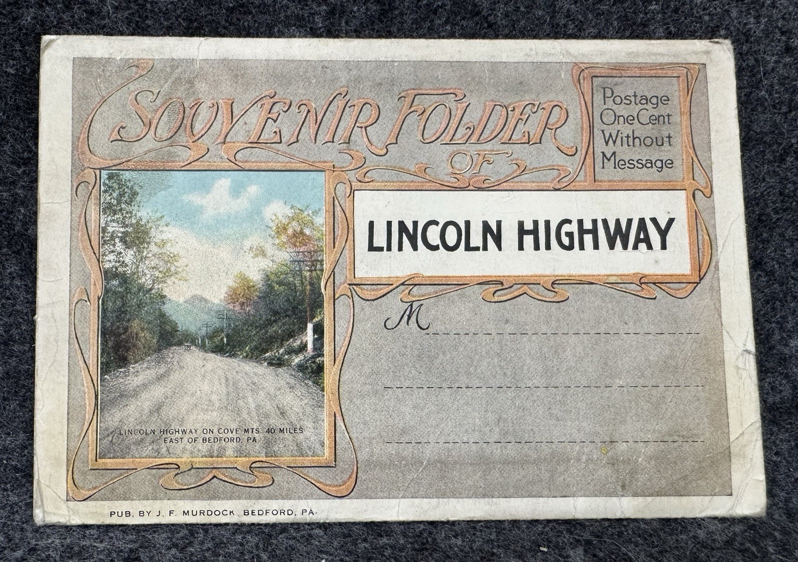 EARLY Souvenir Folder of The Lincoln Highway Folding Postcard Booklet 18 Images