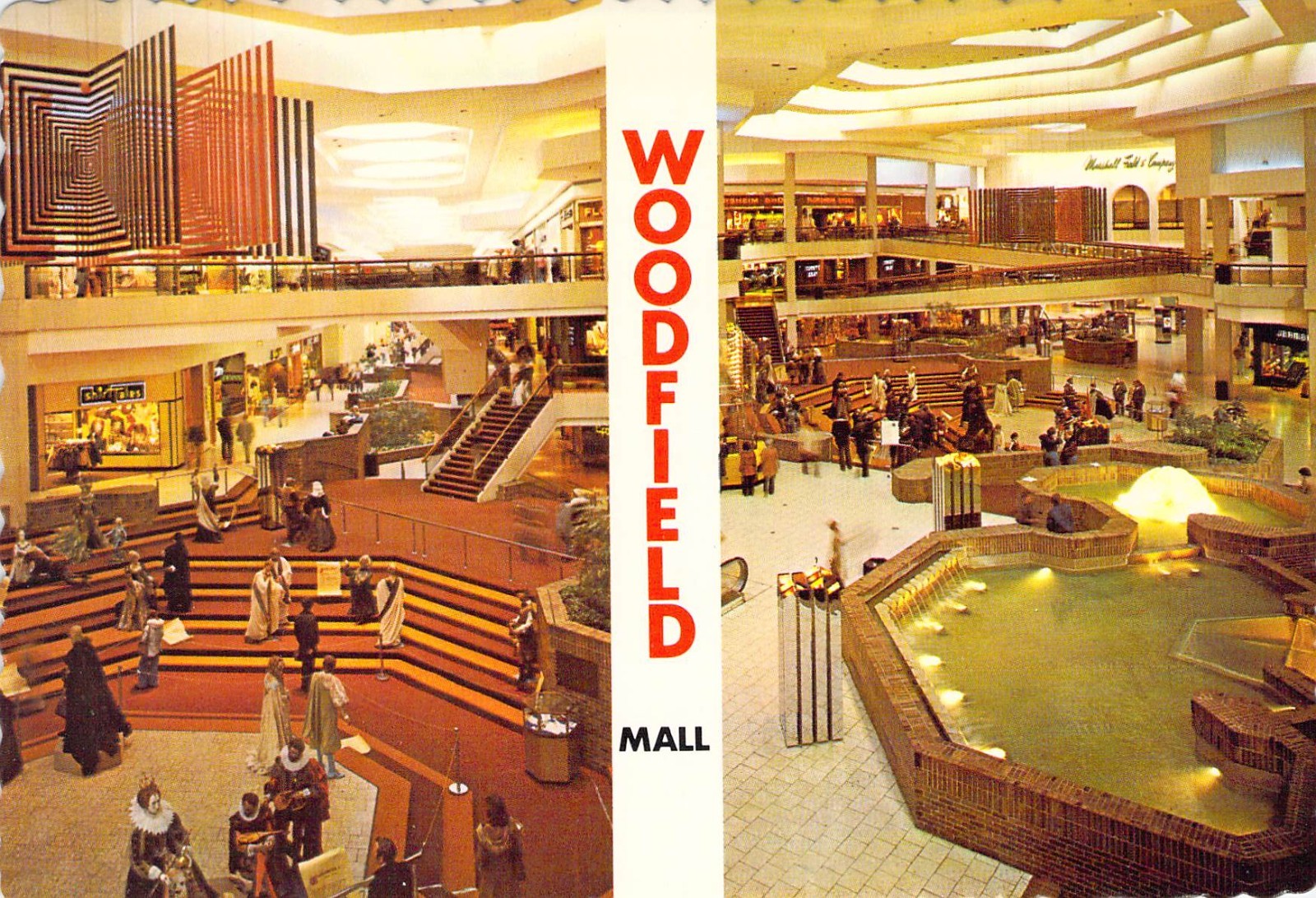 1978 IL Schaumburg Woodfield Mall Grand Court 2 view Mint UNP Postcard 4x6 C75