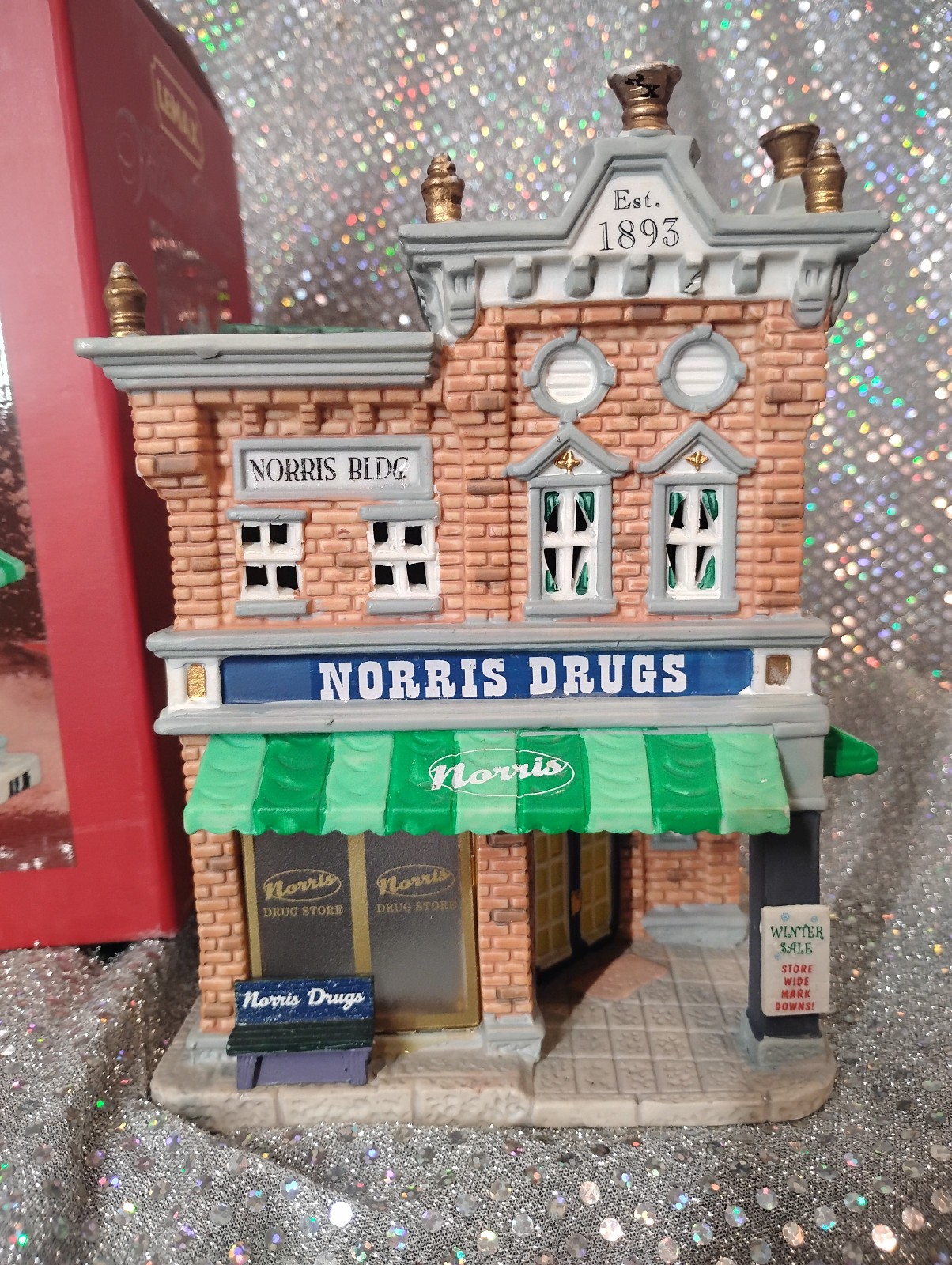 Lemax Norris Drug Store Lighted Building Christmas Village 2006 Lemax Norris Drug Store Lighted Building Christmas Village 2006