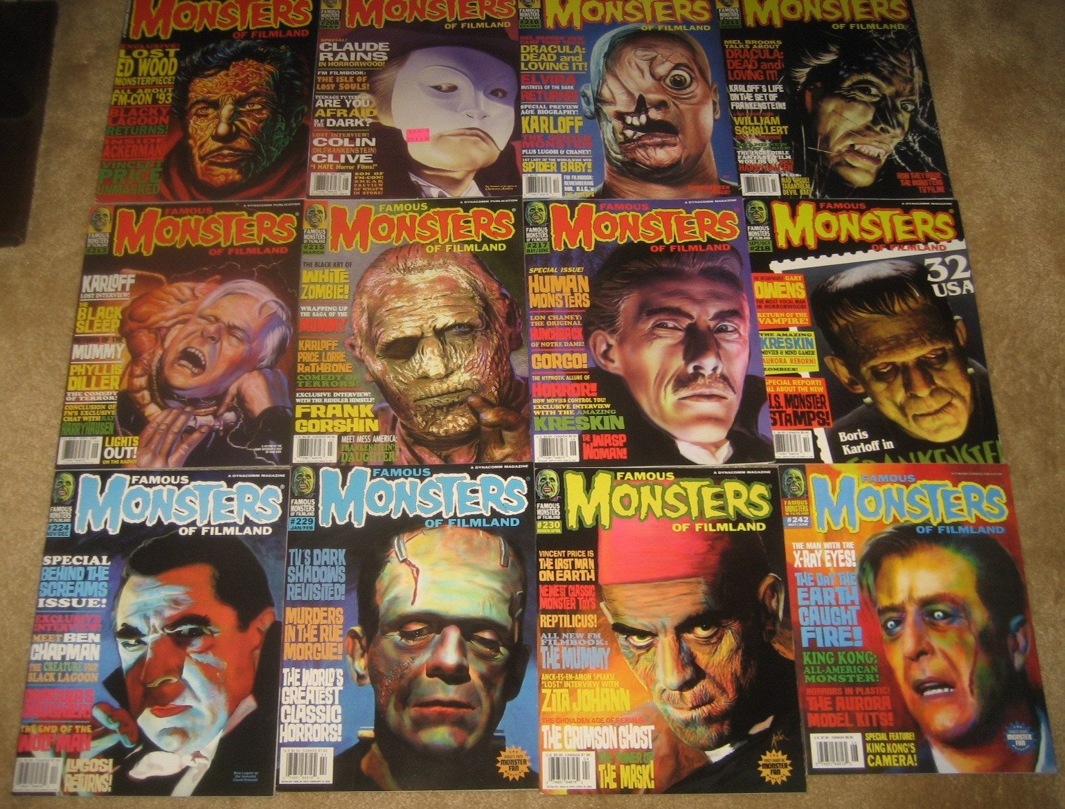 FAMOUS MONSTERS    LOT OF 12  .     CLASSIC HORROR / MOST  NM