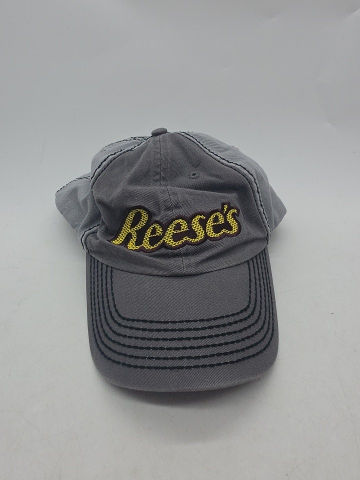 Reese\'s Peanut Butter Cup Gray Logo Baseball Hat Cap Cotton Strapback Buckle 