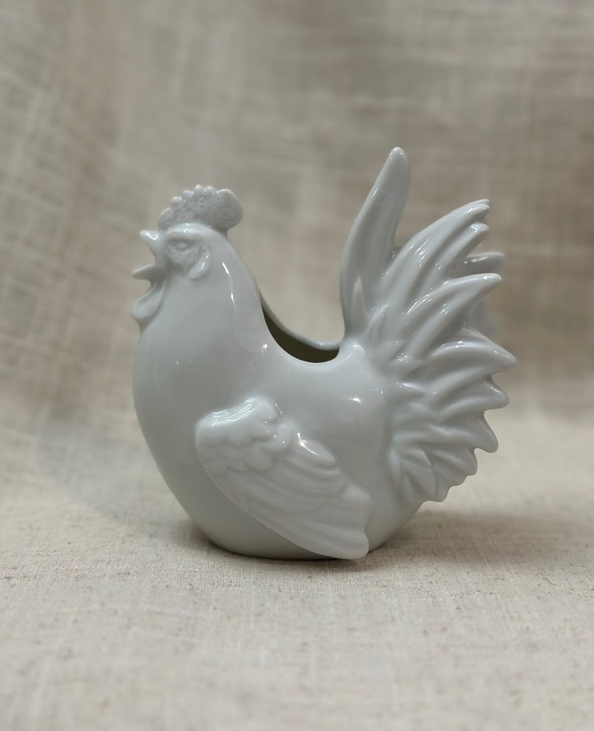 Vintage White Porcelain Rooster Chicken 5\ Vintage White Porcelain Rooster Chicken 5\