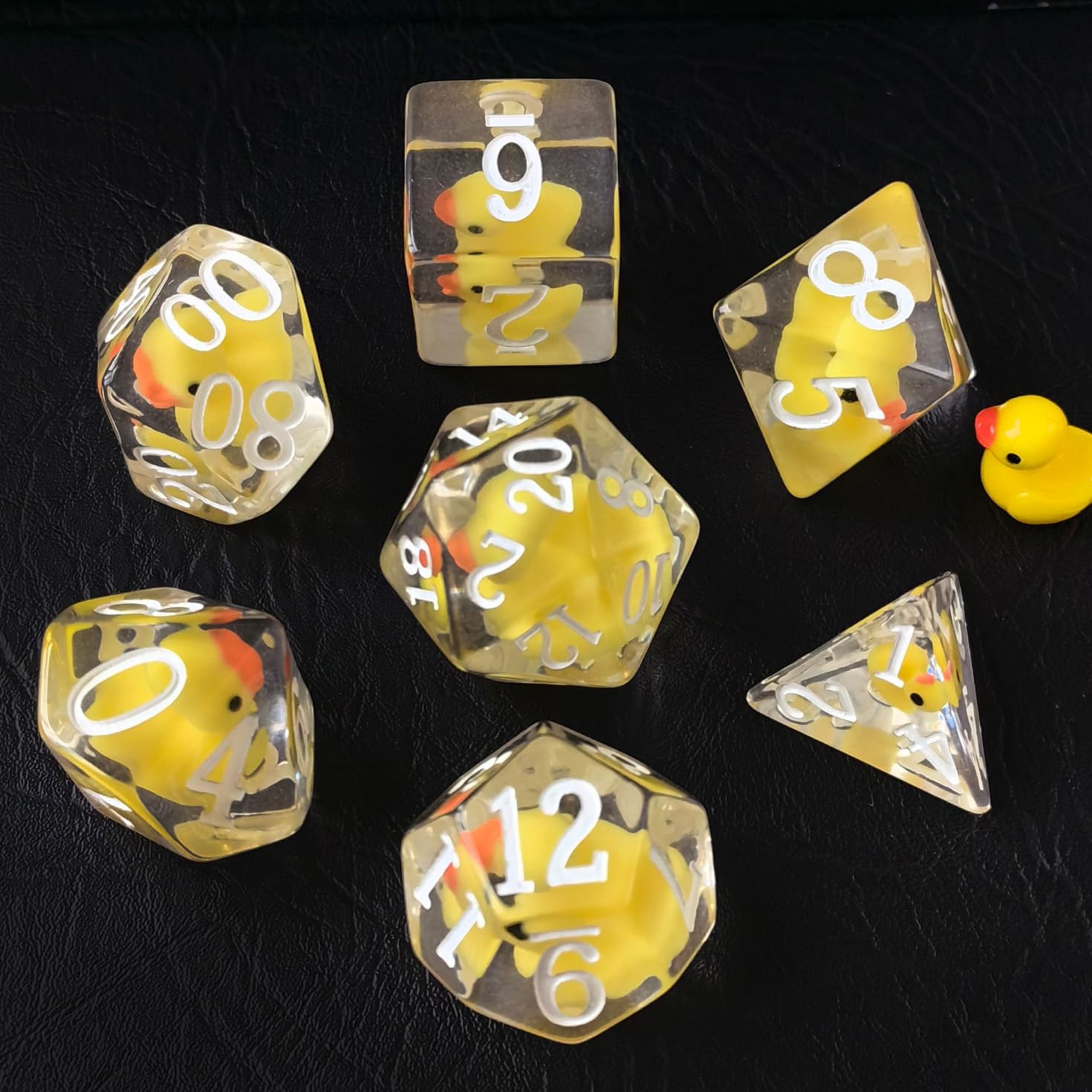 Bescon Yellow Duck Oversized RPG Dice Set 7-Piece – Jumbo DND Polyhedral