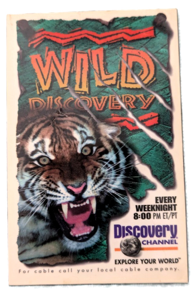 Vintage Discover Channel Ad Magnet Wild Tiger Cable TV Zoo Animal