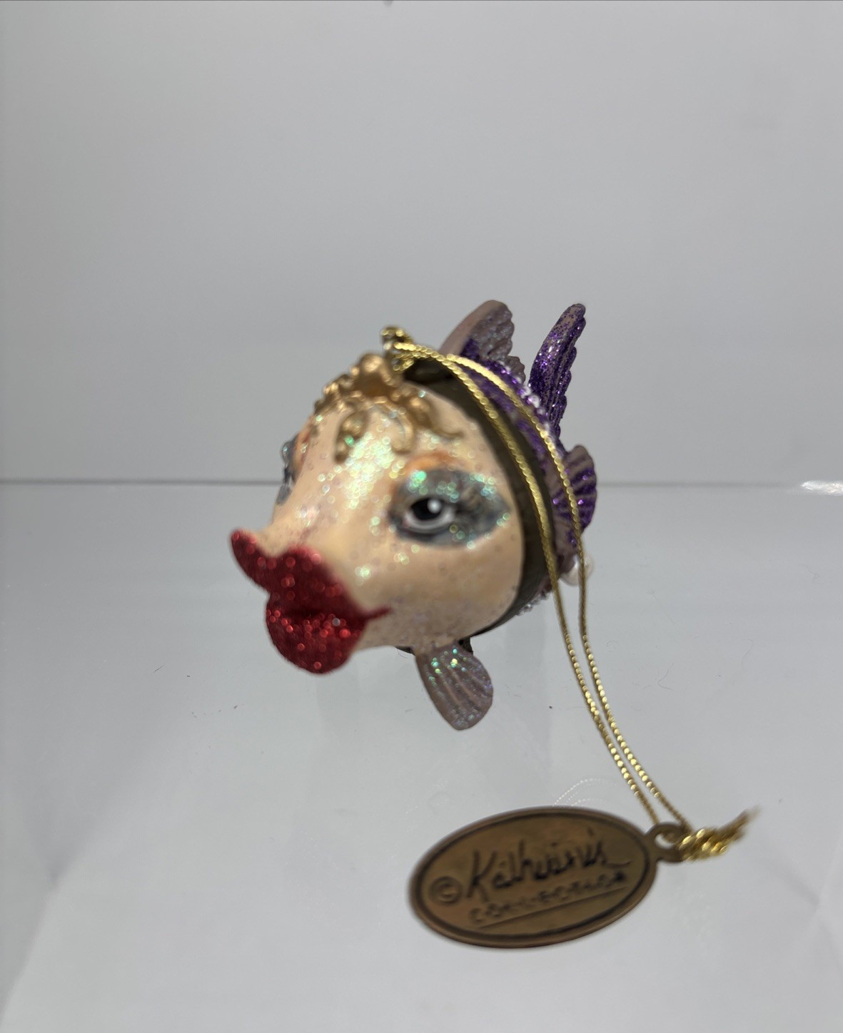 Vintage Katherine’s Collection Kissing Fish Ornament Trinket Box Purple Kitsch