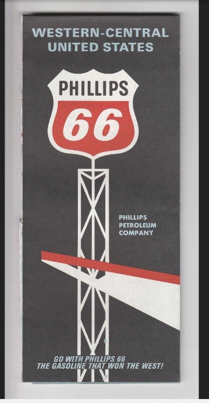 Western Central United States Road Map Courtesy of Phillips 66 1965 Edition