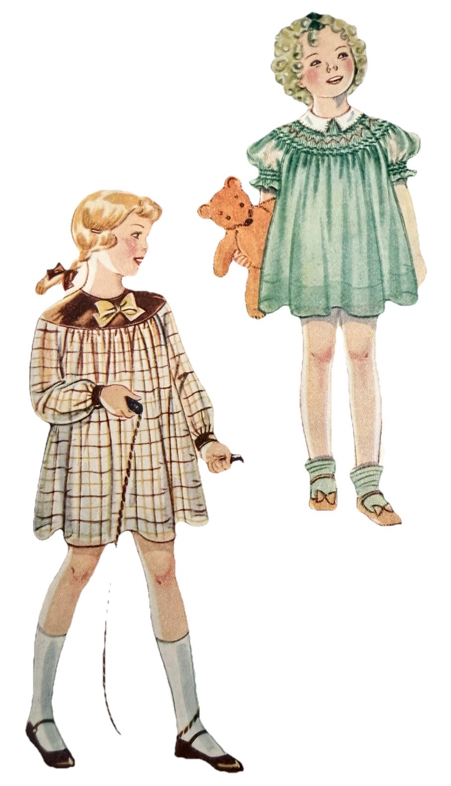 30s NRA Simplicity 1633 Girls Smocked Shirley Dress w panties FF Sz 6 Rare NOS