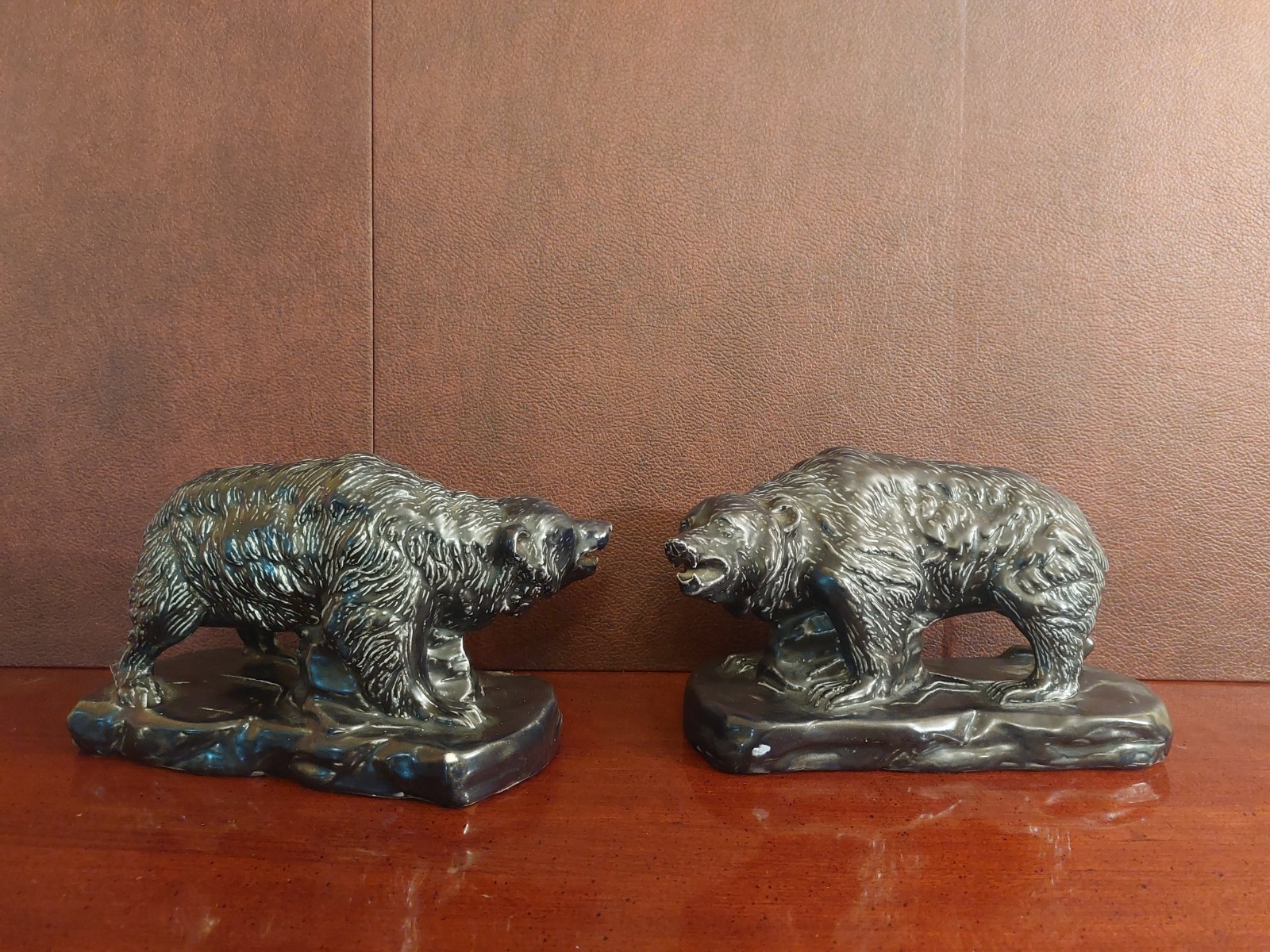 Pair of Figural Ceramic Grizzly Bear Sculptures Made by the Mosaic Tile Company