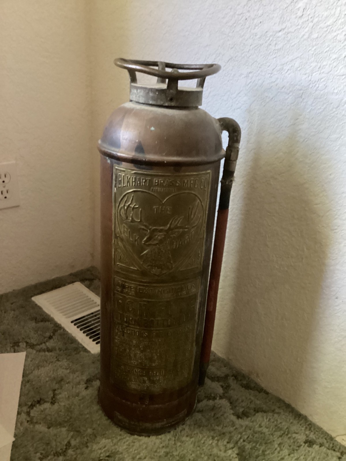Vintage Elkhart Brass fire extinguisher Vintage Elkhart Brass fire extinguisher