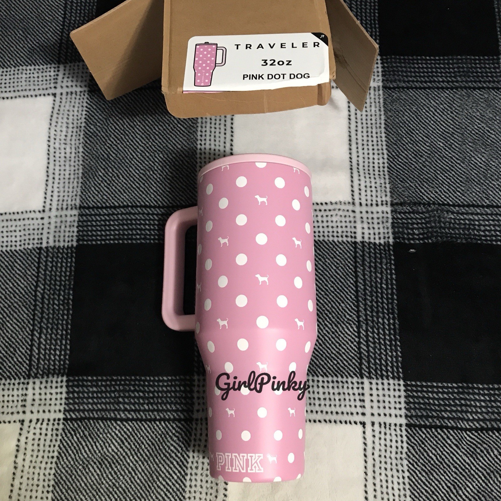 VS PINK x HYDROJUG 32oz PINK DOT/ DOG LOGO DRINK TUMBLER-NEW IN BOX