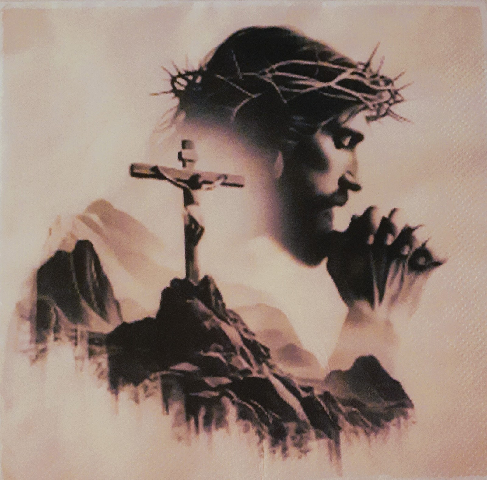 2 individual Paper Decoupage NAPKINS -JESUS CHRIST RELIGIOUS  1 MOTIF