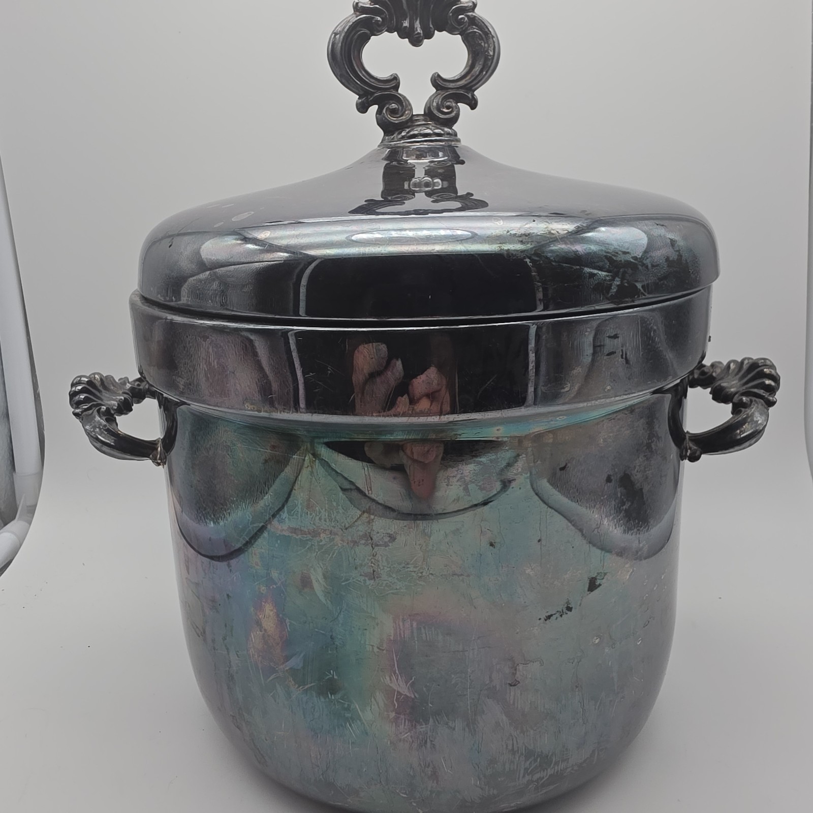 Vtg FB Rogers Silver Plate Ice Bucket Lidded Champagne Wine Chiller 10\