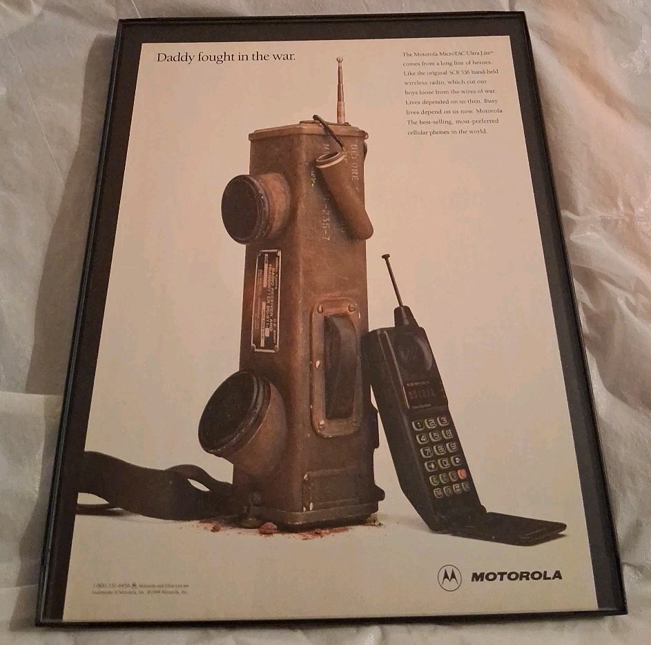 Motorola Microtac Ultra Lite Cellphone Framed Print Ad 1997 8.5x11