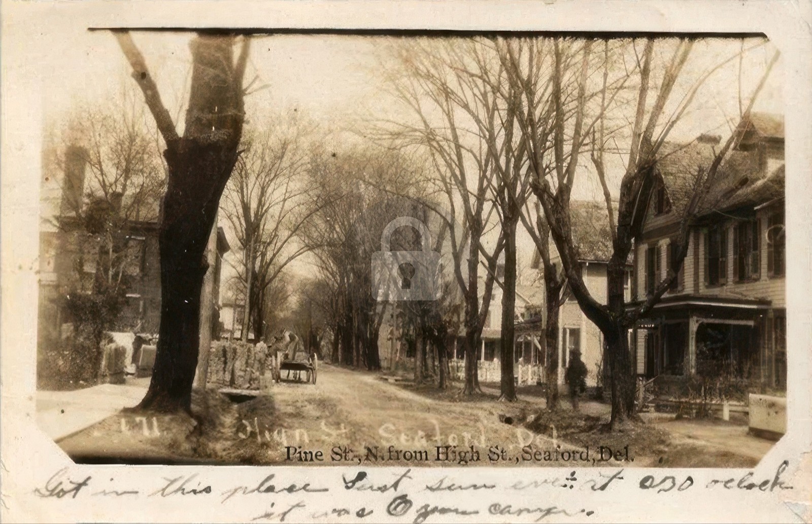 1910 Seaford Delaware DE View Pine / High Street RPPC Photo Postcard COPY