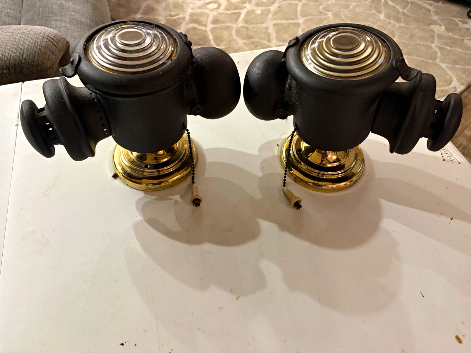 Pair of Antique 1915-1919 Ford Model T Cowl Lamps CLASCO Conversions