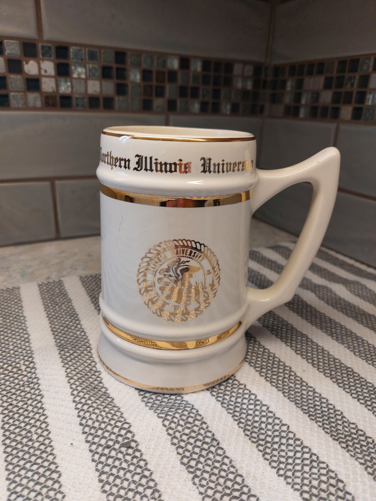 Northern Illinois University Mug/Stein Gold Accents .Made By .WC Bunting.