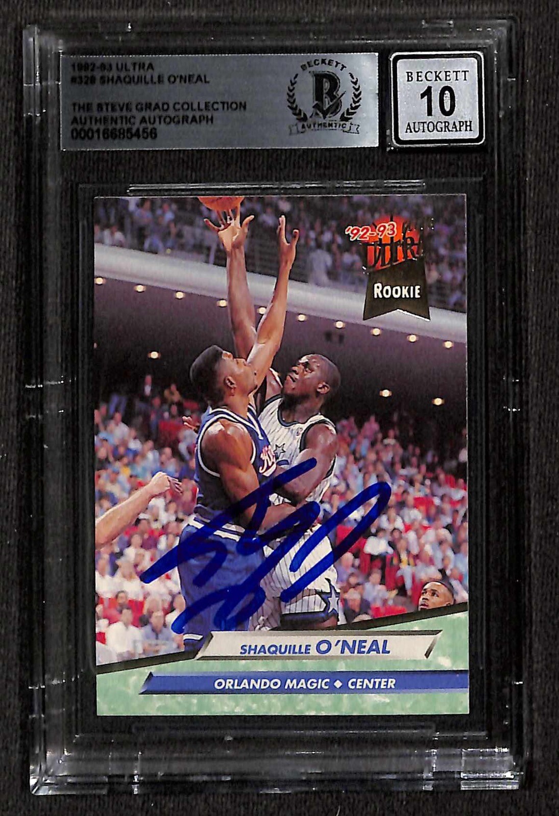 Shaquille O'Neal 1992-93 Ultra #328 RC Signed Card Auto Grade 10 BECKETT