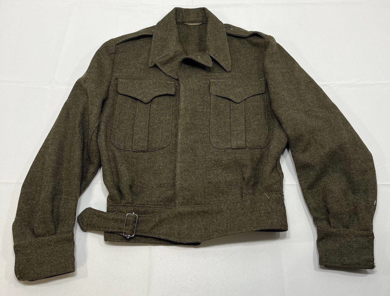 Vintage 1951 British Army Battle Dress Blouse Wool Military Jacket Size 1 Green