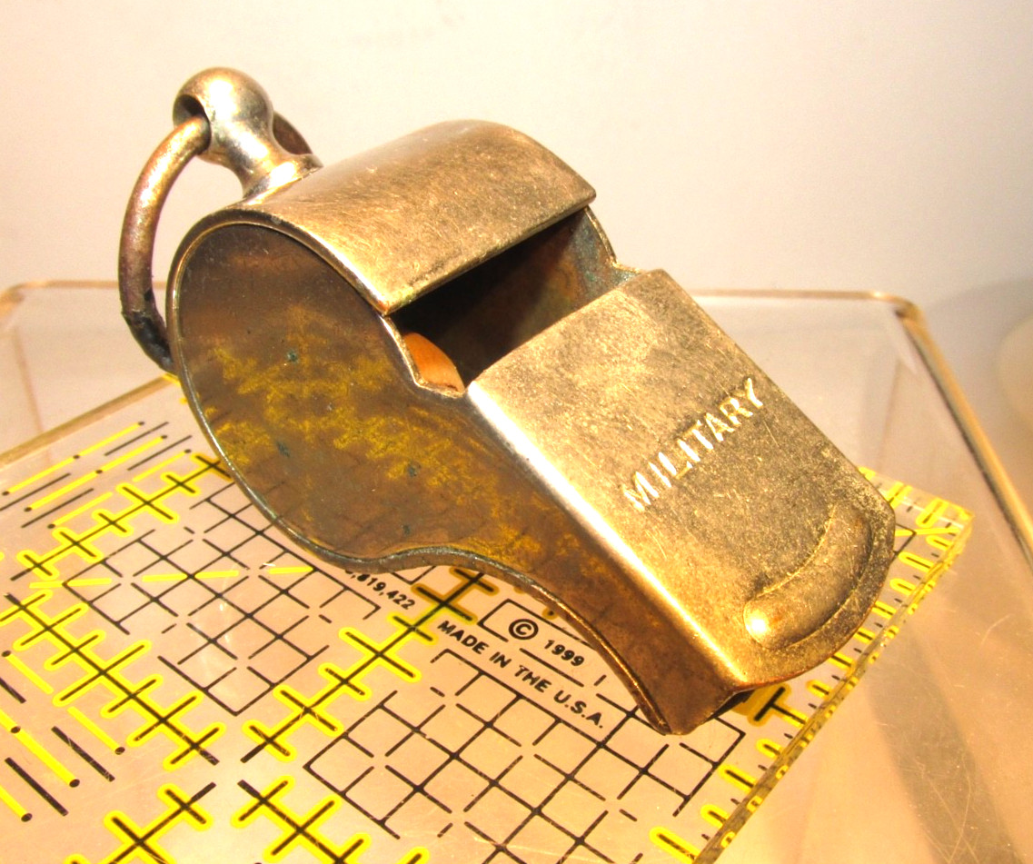 VINTAGE  U.S. MILITARY WHISTLE CHROME PLATED BRASS U.S.A.