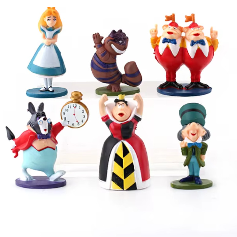 ALICE IN WONDERLAND- 6 PIECE FIGURE SET -PVC- UNBRANDED-NEXT DAY 