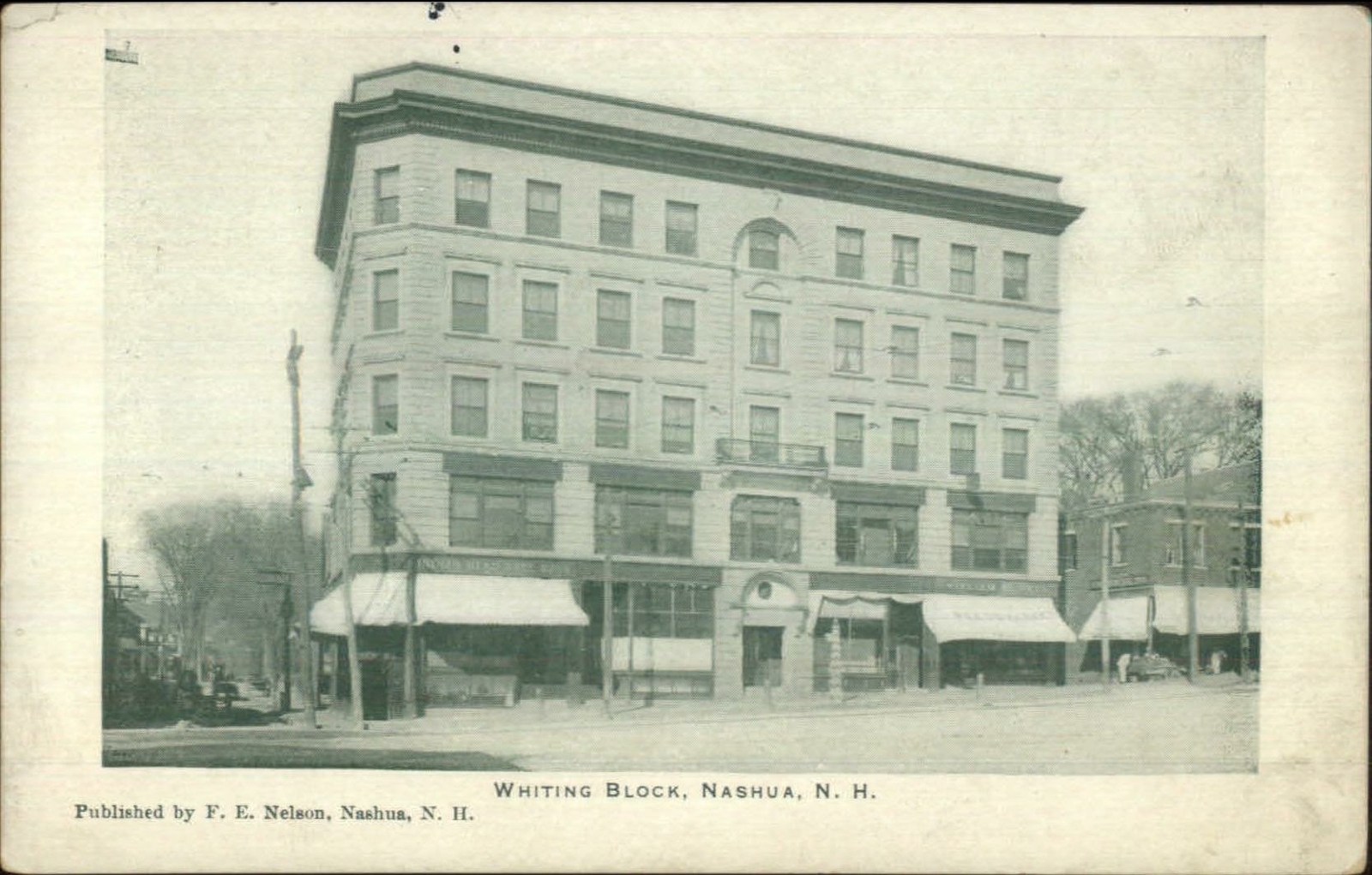 Nashua NH Whiting Block c1905 UDB Postcard Nashua NH Whiting Block c1905 UDB Postcard