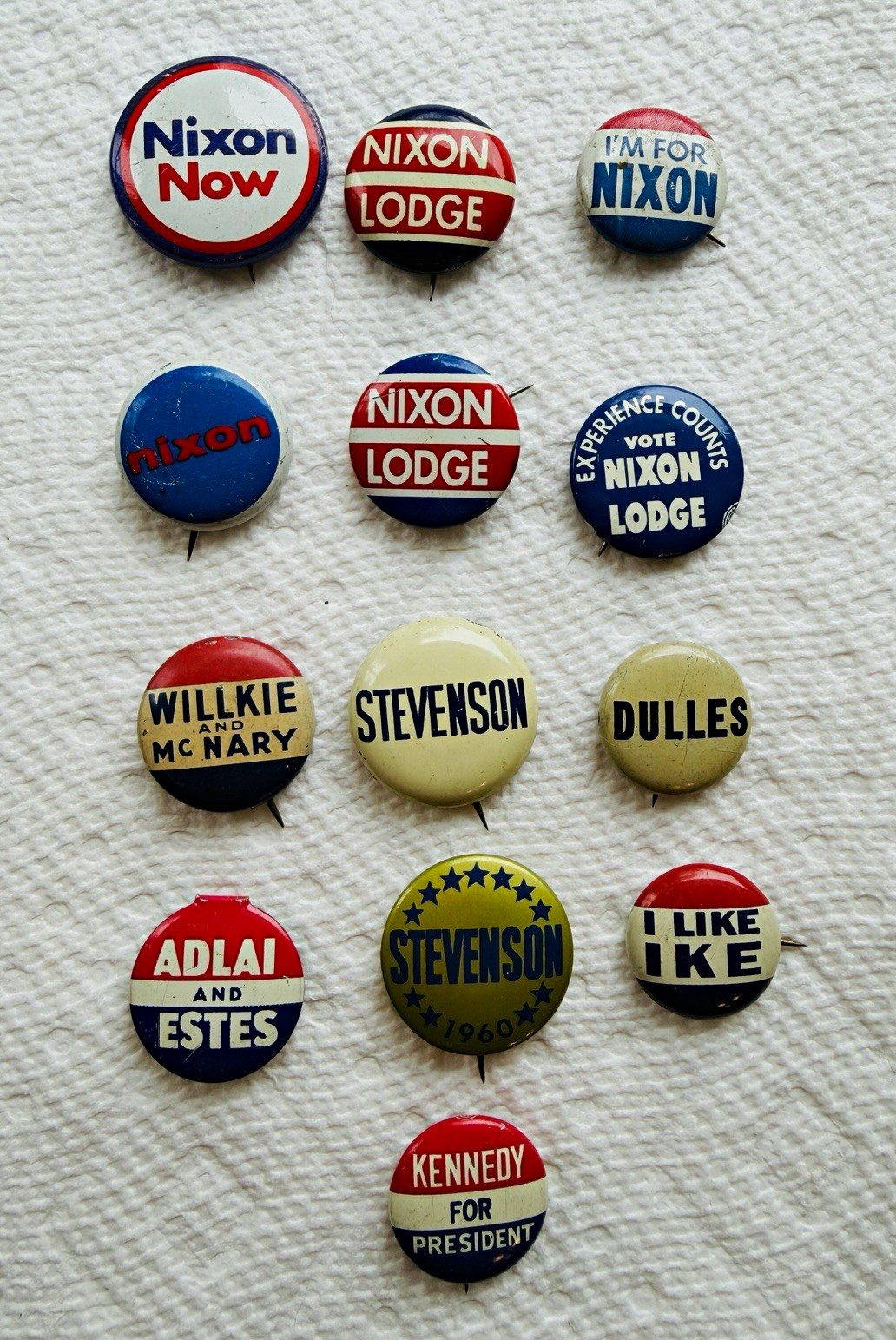 Vintage 1950s-60s US Presidential Campaign Buttons Eisenhower Kennedy Nixon