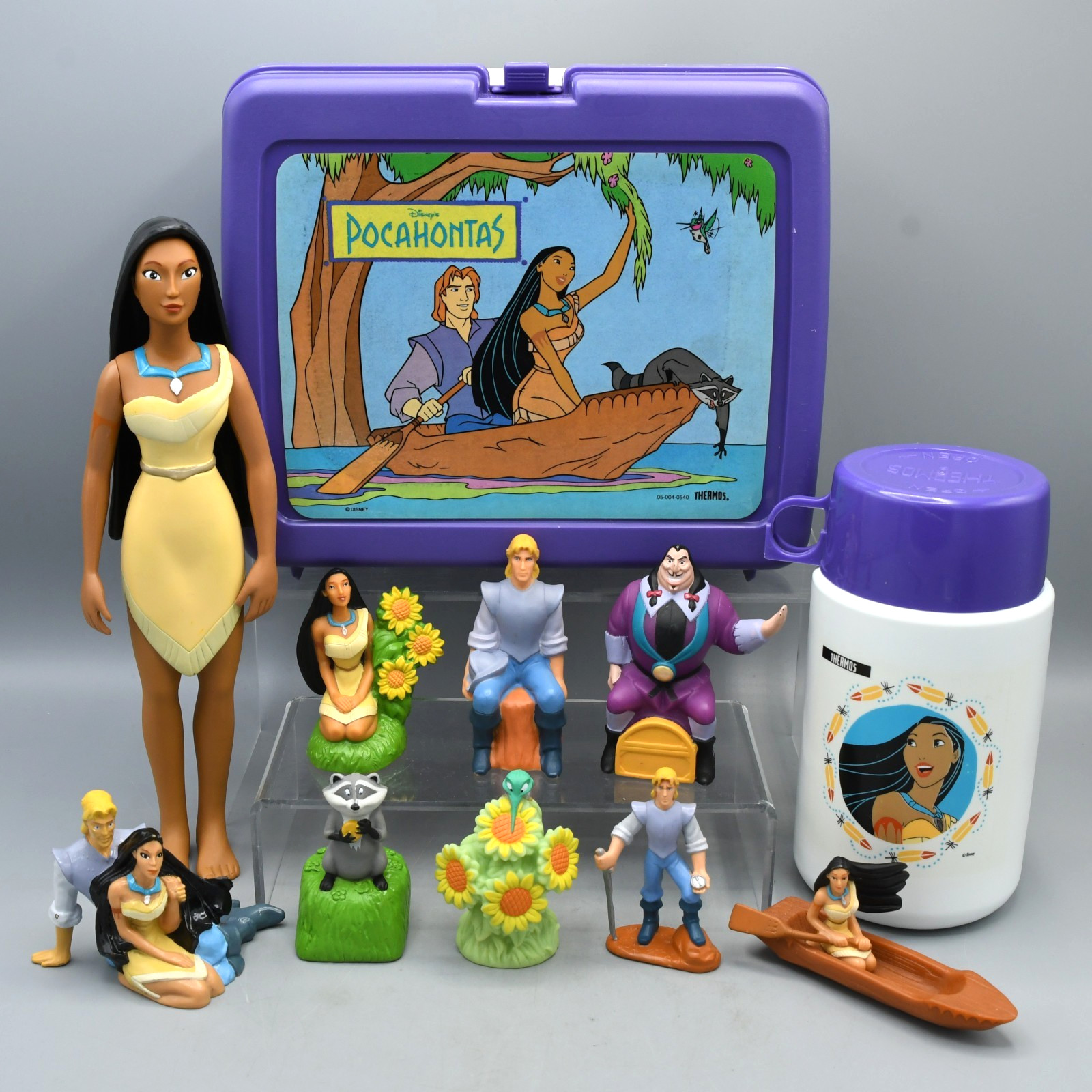 Disney Pocahontas Collectible Lot Vintage 1995 Lunchbox Thermos Doll Figures