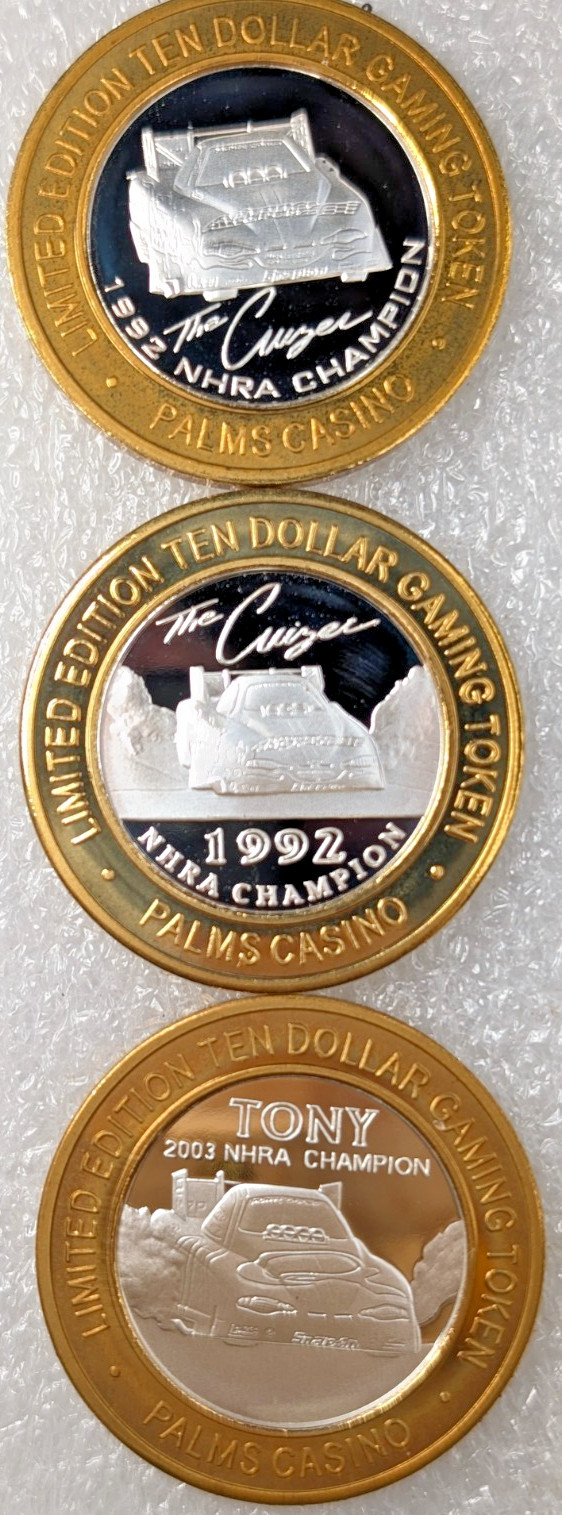 The Palms Las Vegas .999 $10 Silver Strike x3 Tony & Cruz Pedregon NHRA Champion