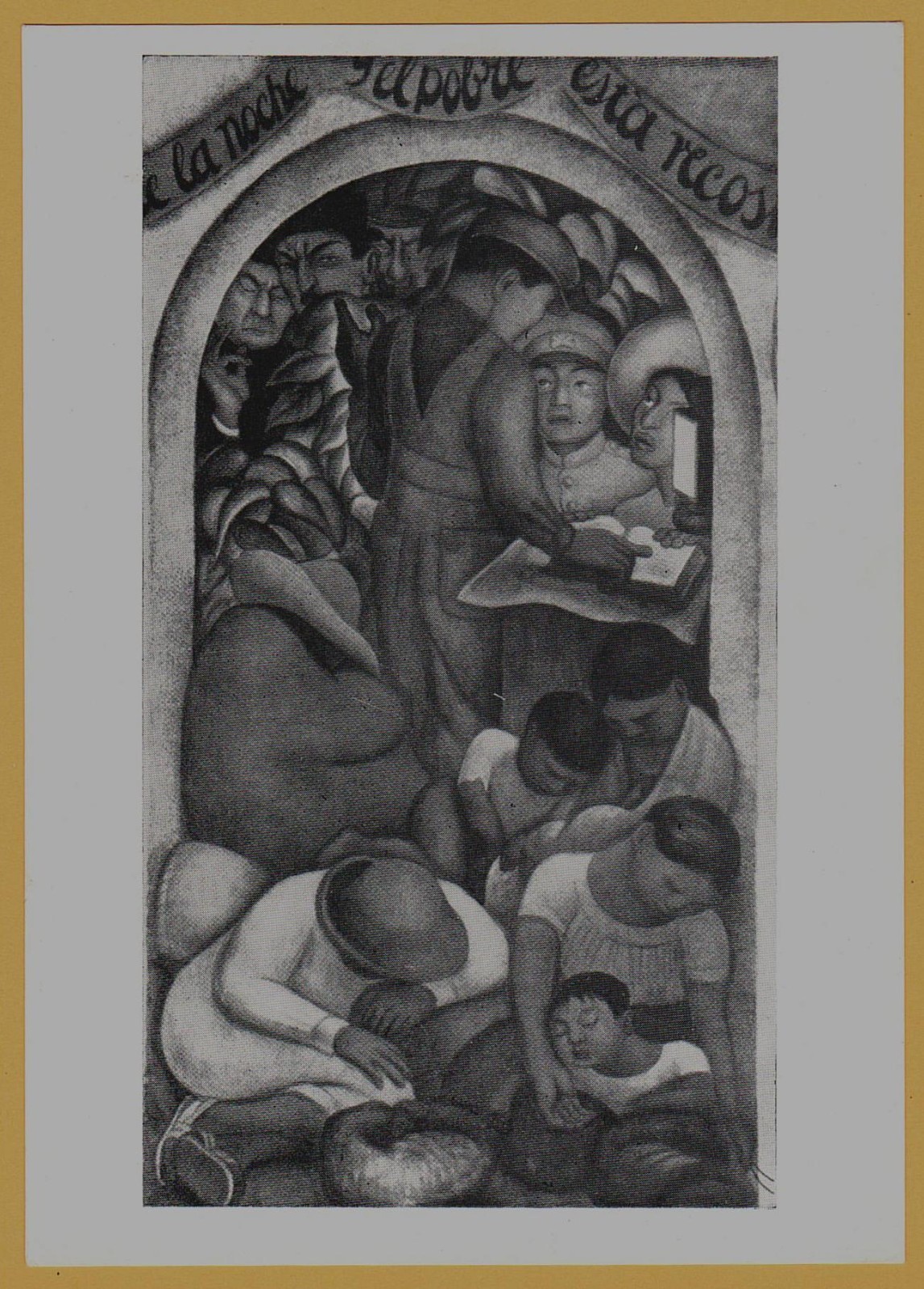 1966 Diego Rivera Night of the Poor Mexico Mural Soviet USSR Art Postcard