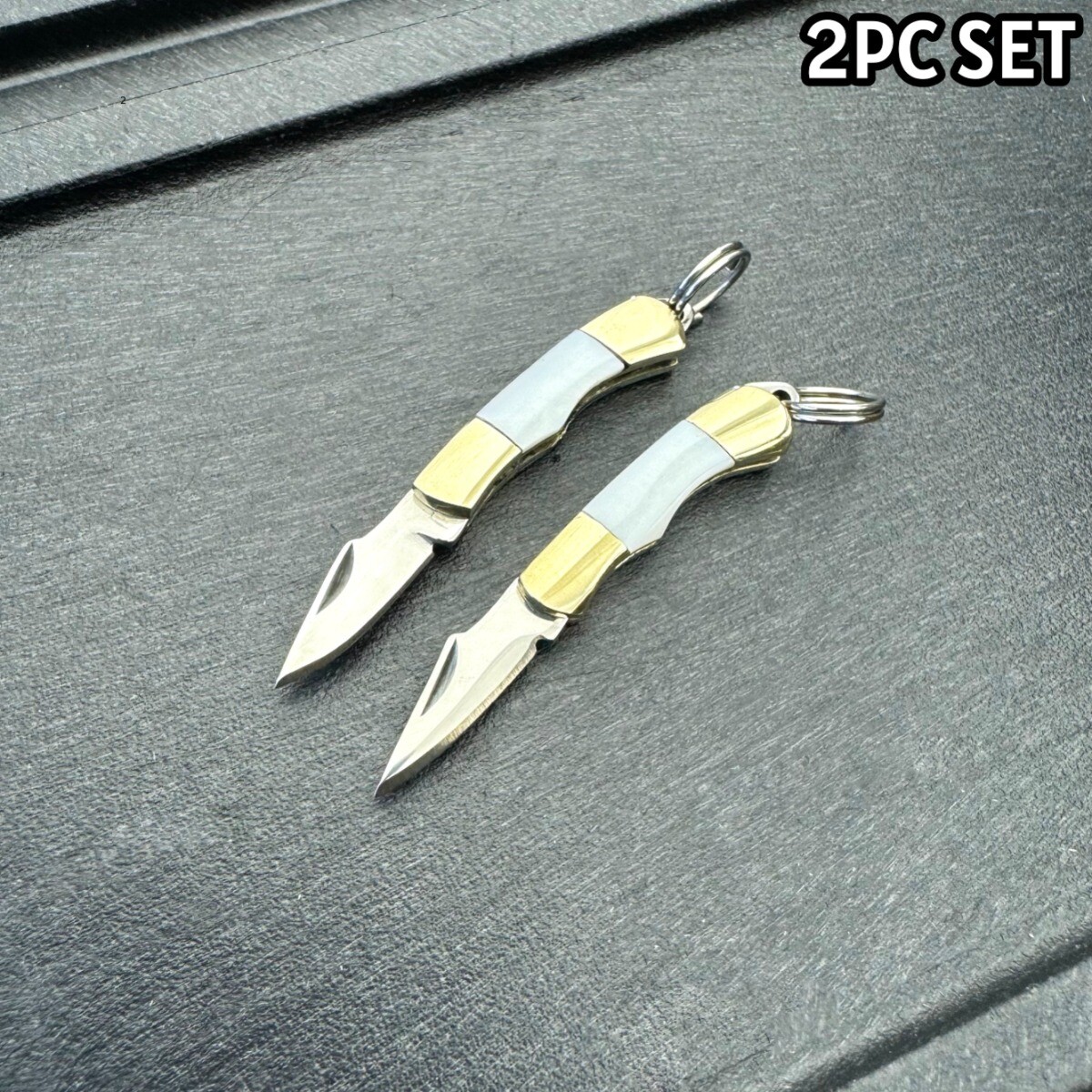 2PC WORLD\'S SMALLEST WORKING POCKET KNIFE Pearl Tiny REAL Blade Keychain White